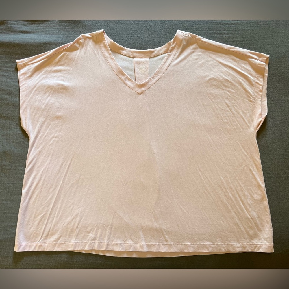 J. Jill luxe Supima cotton V-neck pleat-back tee top light pink short-sleeve 3X